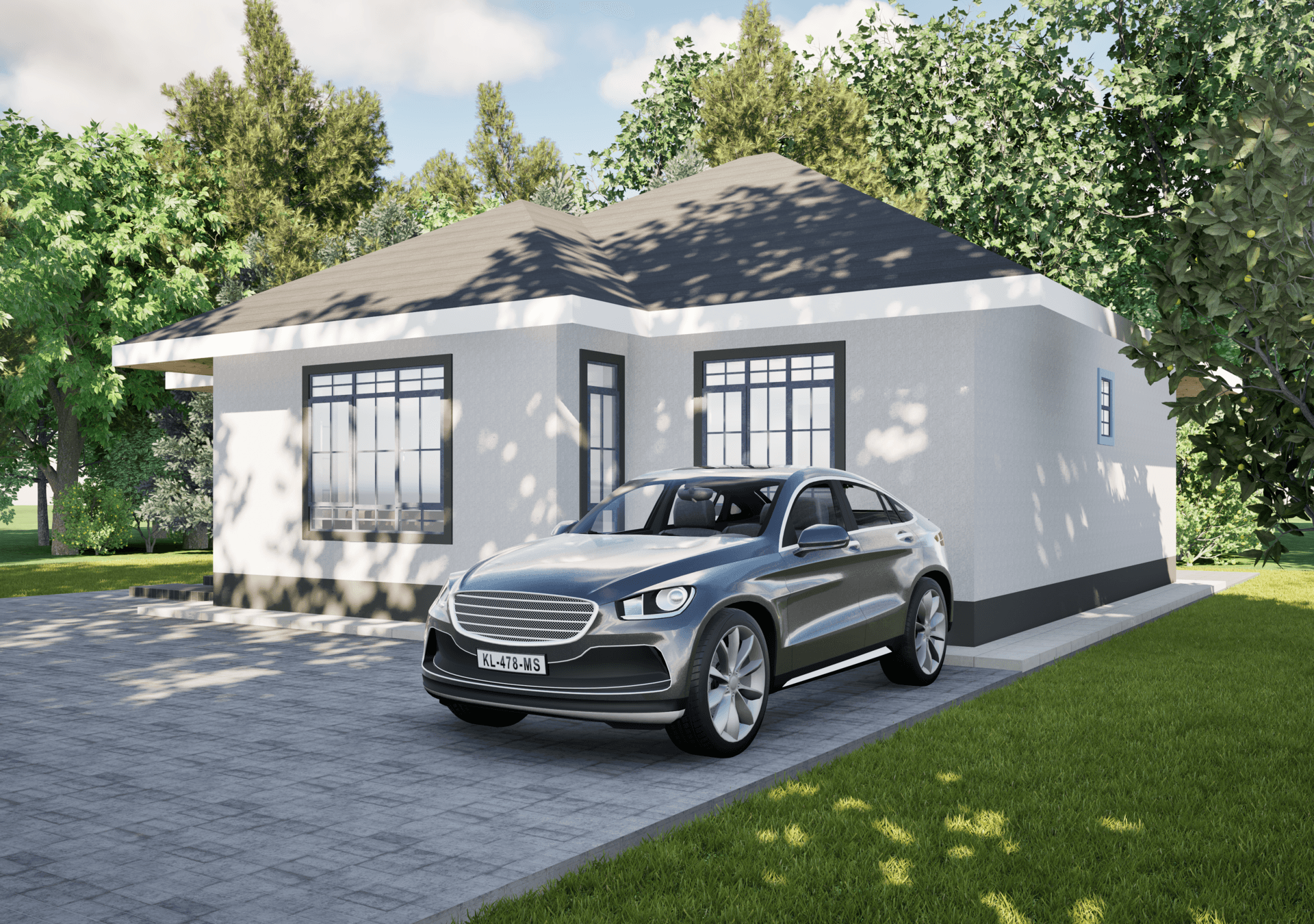 Modern 2 Bedroom Bungalow — elevation view 1